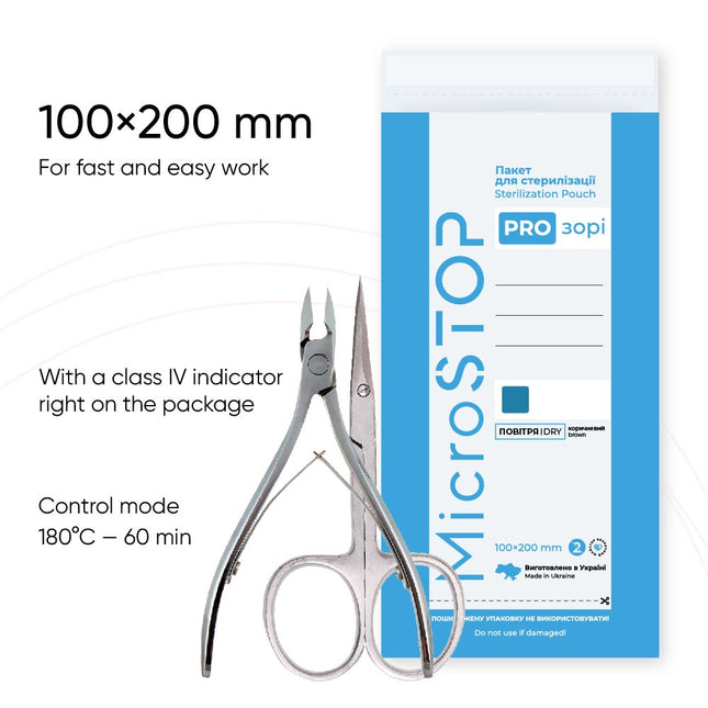 Handwerksbeutel zur Sterilisation MicroSTOP 100*200mm (weiß) 100 Stück