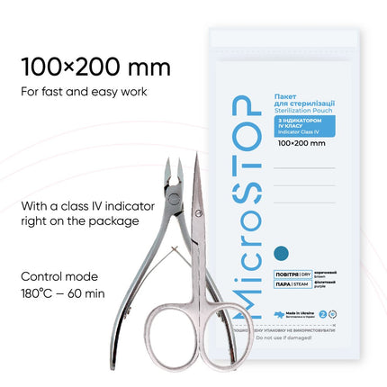 Handwerksbeutel zur Sterilisation MicroSTOP 100*200mm (weiß) 100 Stück