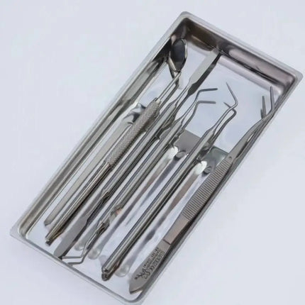 Rechteckige Instrumentenschale aus Metall für 7 Instrumente