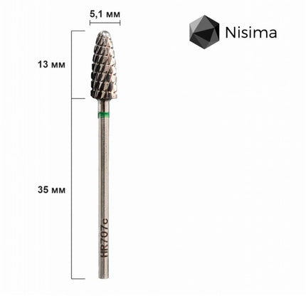 Hartmetall-Nagelfräser „Corn“ 5 mm, Grün, HR707cK, Nisima