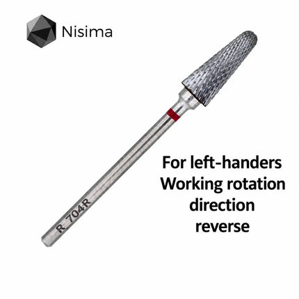 Carbide Nail Drill Bit "Frustum” 6mm Red L704fK Nisima (for Left-Handers)