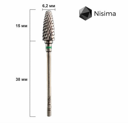Hartmetall-Nagelfräser „Corn“ 6 mm Grün H707mK Nisima