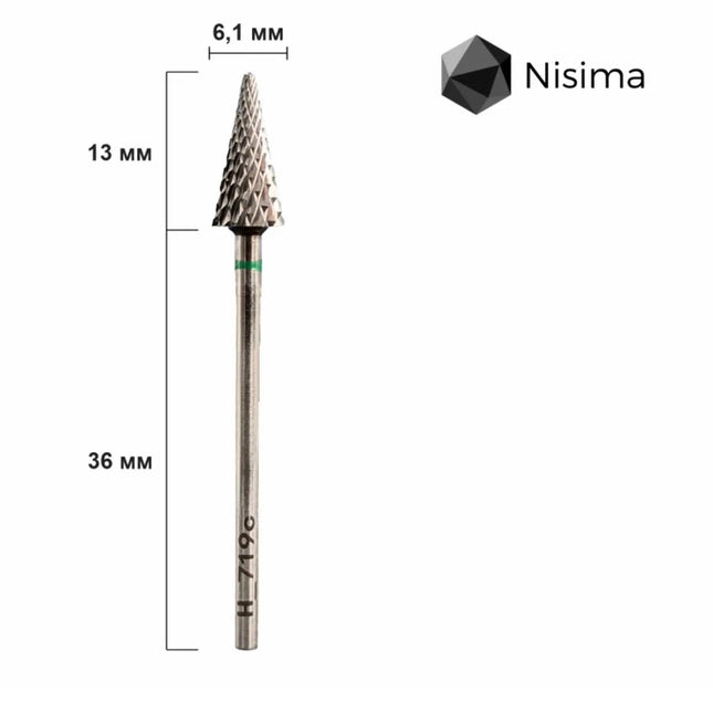 Hartmetall-Fräser „Kegel“ 6 mm Grün H719cK Nisima