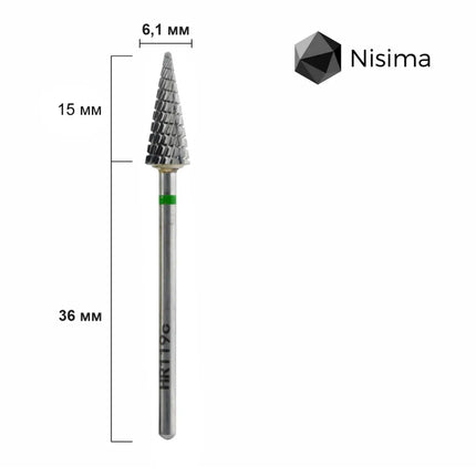 Carbide Nail Drill Bit "Cone” 6mm Green Hr119cK Nisima