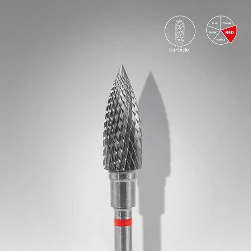 Carbide nail drill bit “Flame” 5*13.5 Red Staleks - Carbide nail drill bits