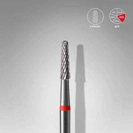 Carbide nail drill bit ’Mini Cone” 2.3*8 Red Staleks - Carbide nail drill bits