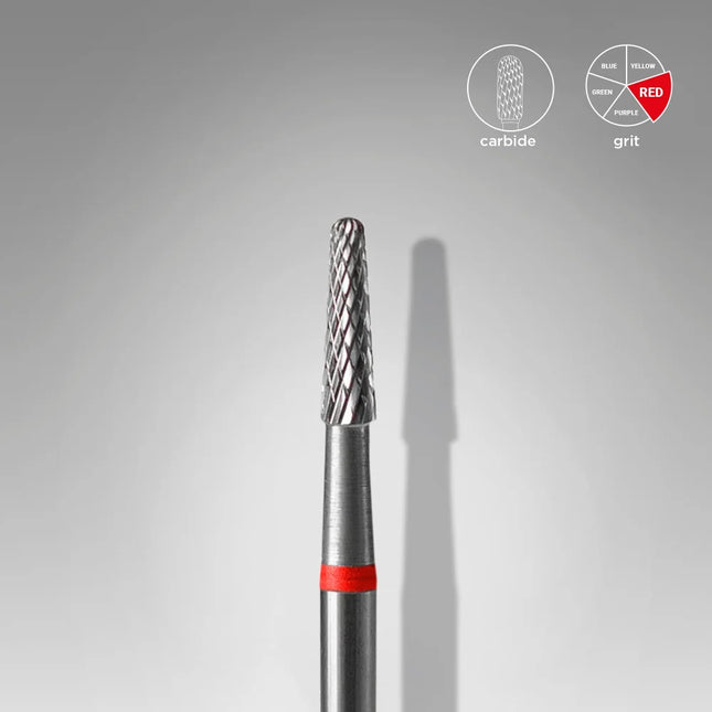 Carbide nail drill bit ’Mini Cone” 2.3*8 Red Staleks - Carbide nail drill bits