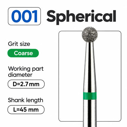 Diamond nail drill bit “Ball” 2.5 mm Green