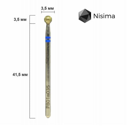 Diamant-Nagelbohrer „Ball“ 3.5 mm Blau P801m035