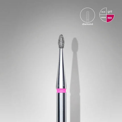 Diamond nail drill bit “Bud” Rounded 1.6*3.4 mm Red STALEKS - Diamond nail drill bits