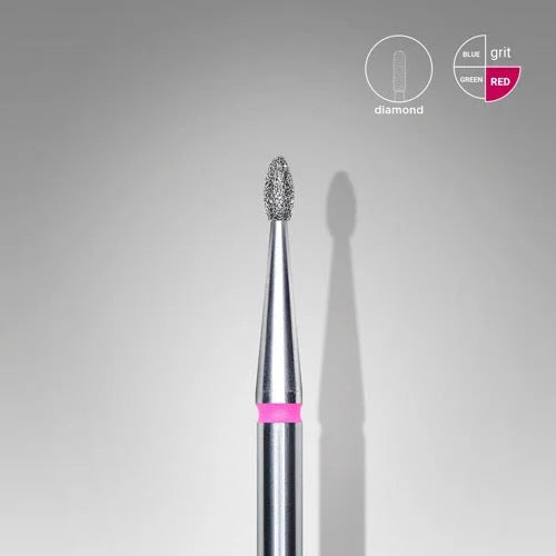 Diamond nail drill bit “Bud” Rounded 1.6*3.4 mm Red STALEKS - Diamond nail drill bits