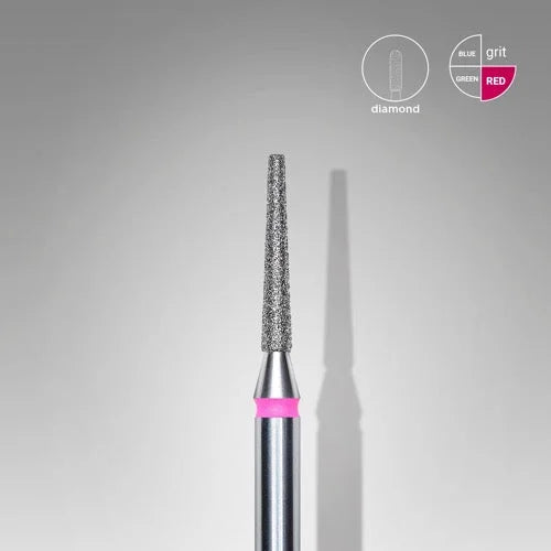 Diamond nail drill bit “Cone” Truncated 1.6*10 mm Red STALEKS - Diamond nail drill bits