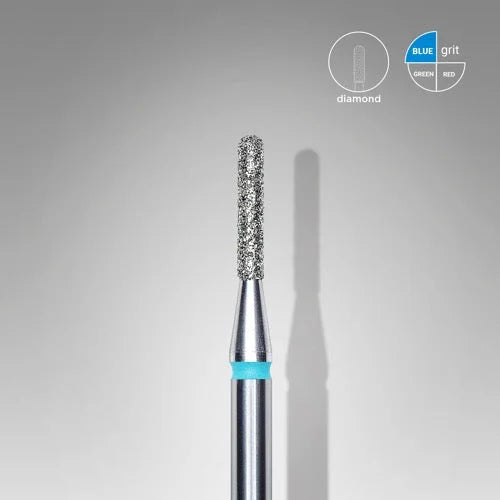 Diamond nail drill bit “Cylinder” Rounded 1.4*8.0 mm Blue STALEKS - Diamond nail drill bits