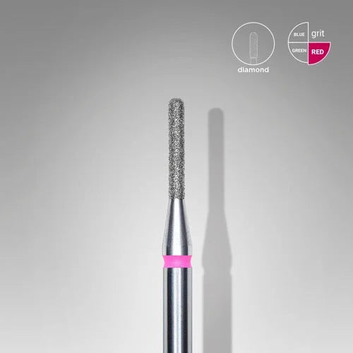 Diamond nail drill bit “Cylinder” Rounded 1.4*8.0 mm Red STALEKS - Diamond nail drill bits