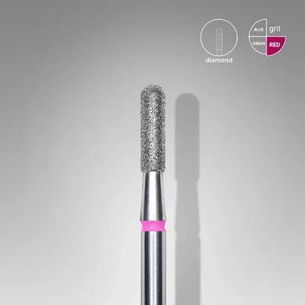 Diamond nail drill bit “Cylinder” Rounded 2.3*8.0 mm Red Staleks - Diamond nail drill bits