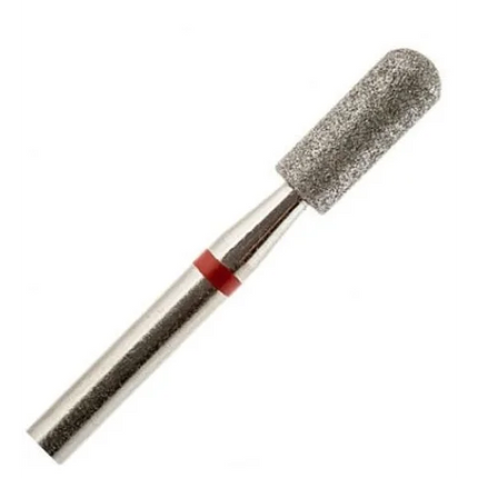 Diamond nail drill bit “Cylinder” Rounded 3.0*10 mm Red - Diamond nail drill bits