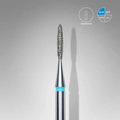 Diamond nail drill bit “Flame” 1.4*8.0 mm Blue STALEKS - Diamond nail drill bits