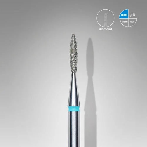 Diamond nail drill bit “Flame” 1.6*8.0 mm Blue STALEKS - Diamond nail drill bits