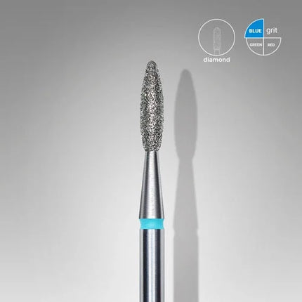 Diamond nail drill bit “Flame” 2.1*8.0 mm Blue STALEKS - Diamond nail drill bits