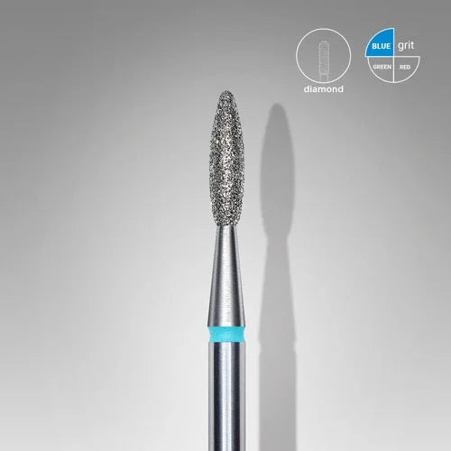 Diamond nail drill bit “Flame” 2.1*8.0 mm Blue STALEKS - Diamond nail drill bits