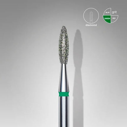 Diamond nail drill bit “Flame” 2.1*8.0 mm Green STALEKS - Diamond nail drill bits