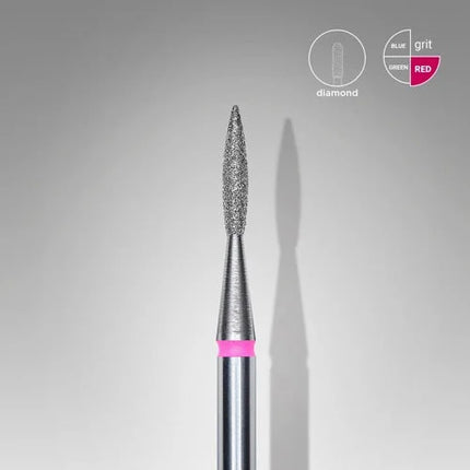Diamond nail drill bit “Flame” Pointed 1.6*8.0 mm Red STALEKS - Diamond nail drill bits