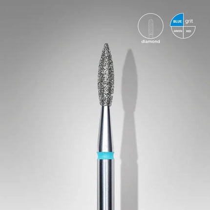 Diamond nail drill bit “Flame” Pointed 2.1*8.0 mm Blue Staleks - Diamond nail drill bits