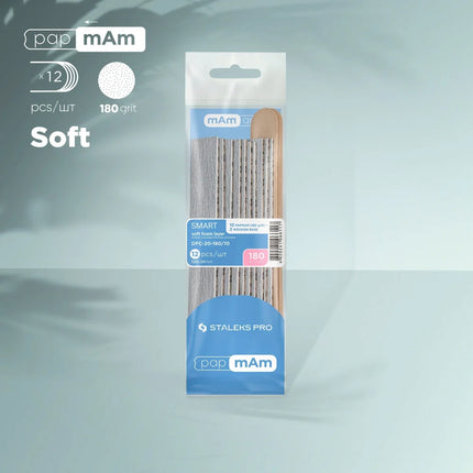 Disposable files (soft foam layer) papmAm Smart 20 180 grit (10 pcs) wooden base (2 pcs) Staleks Pro - Disposable nail