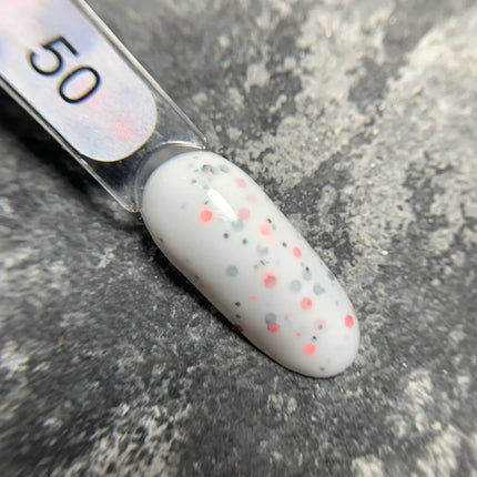 Edler Grundlack Cover Candy Nr. 50 Milch mit schwarzen und orangen Flocken 9ml