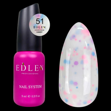 Edler Grundlack Cover Candy Nr. 51 Milch mit blauen und pinken Flakes 9ml