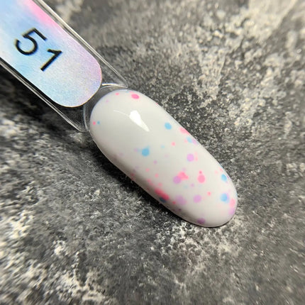 Edler Grundlack Cover Candy Nr. 51 Milch mit blauen und pinken Flakes 9ml