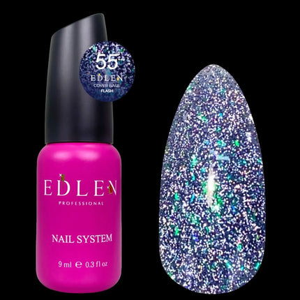 Edler Grundlack Cover Flash №55 Blueberry mit holografischer Folie 9ml