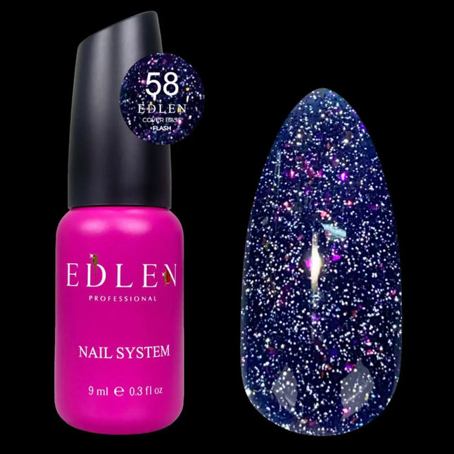 Edlen Cover Base Flash №58 Blackberry with holographic foil 9ml