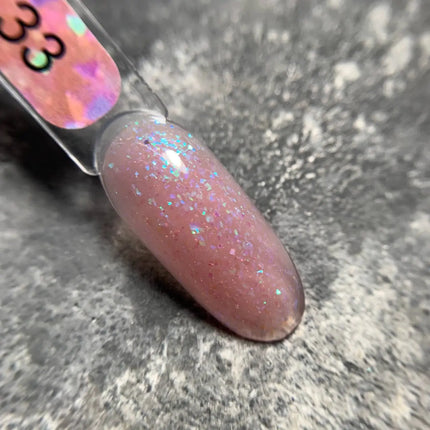 Edler Cover Grundlack Shimmer Nr. 33 Pfirsich mit holografischer Folie 9 ml