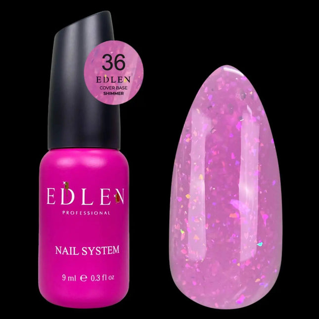 Edlen Cover Base Shimer №36 Pink with holographic foil 9ml