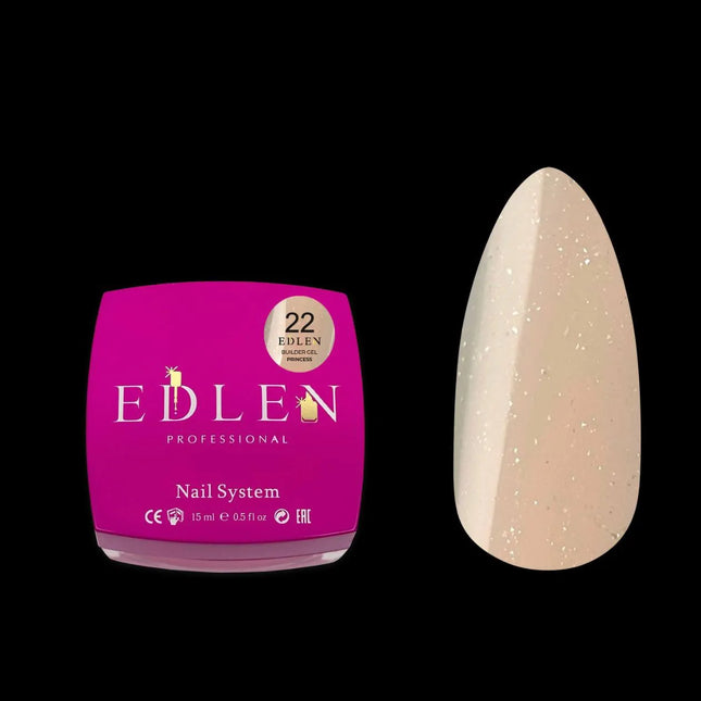 Гель для наращивания Edlen Builder Gel №22 «Принцесса» кремово-бежевый с шиммером 15 мл
