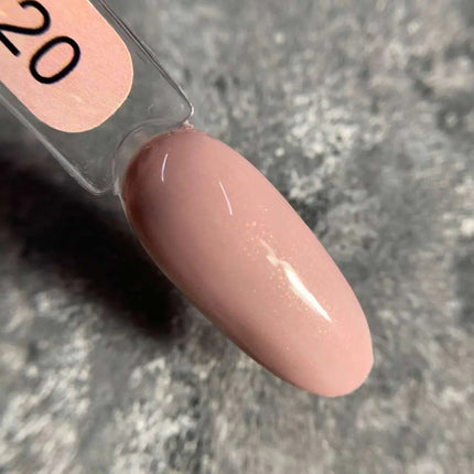 Edlen Gel-Nagellack in der Farbe №20 Grau-Beige mit goldenem Schimmer, 9 ml