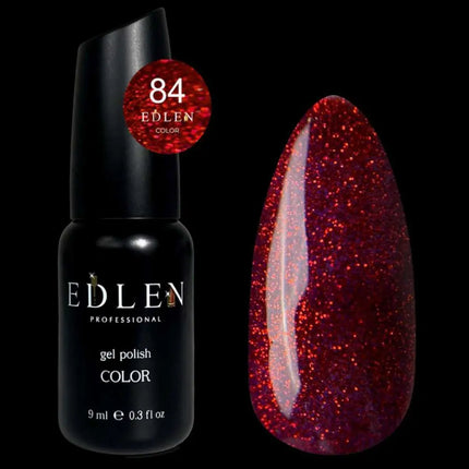 Edler Gel-Nagellack, Farbe Nr. 84 Burgunderrot mit rotem Glitzer, 9 ml