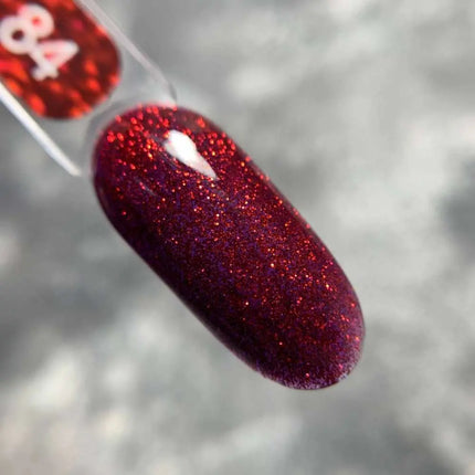Edler Gel-Nagellack, Farbe Nr. 84 Burgunderrot mit rotem Glitzer, 9 ml