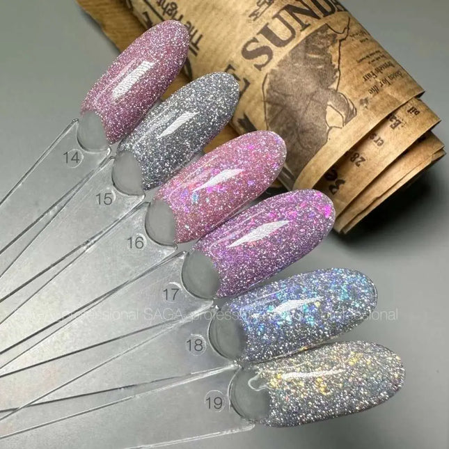 Saga Fiery Gel-Nagellack №14 Radiant Orchid mit Holographic-Glitzer 10ml