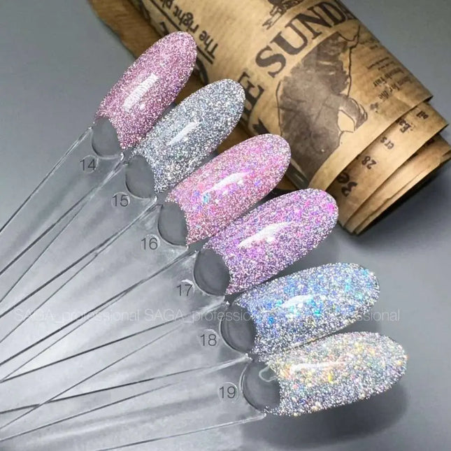 Saga Fiery Gel-Nagellack №14 Radiant Orchid mit Holographic-Glitzer 10ml