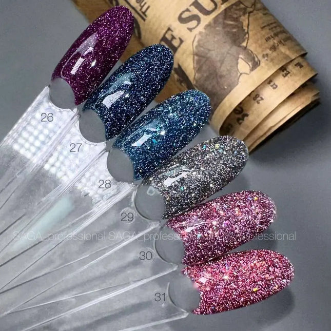 Saga Fiery Gel Polish №28 Azure with foil 10ml