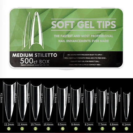 Gel tips Medium Half cover Stiletto 500pcs - Nail tips