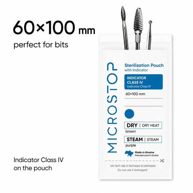 Стерилізаційні пакети MicroSTOP 60x100 мм (білі) 100 шт.