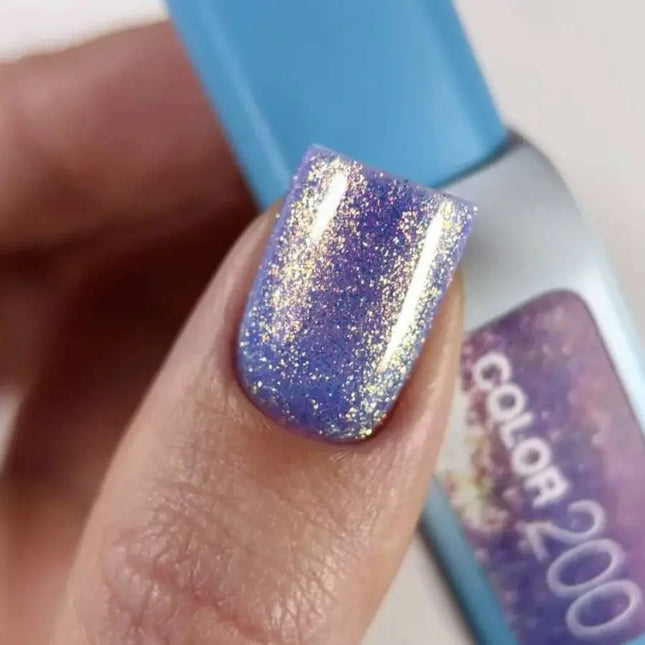 Luna Gel Polish №200 Color Light Purple with fine holographic foil 8ml