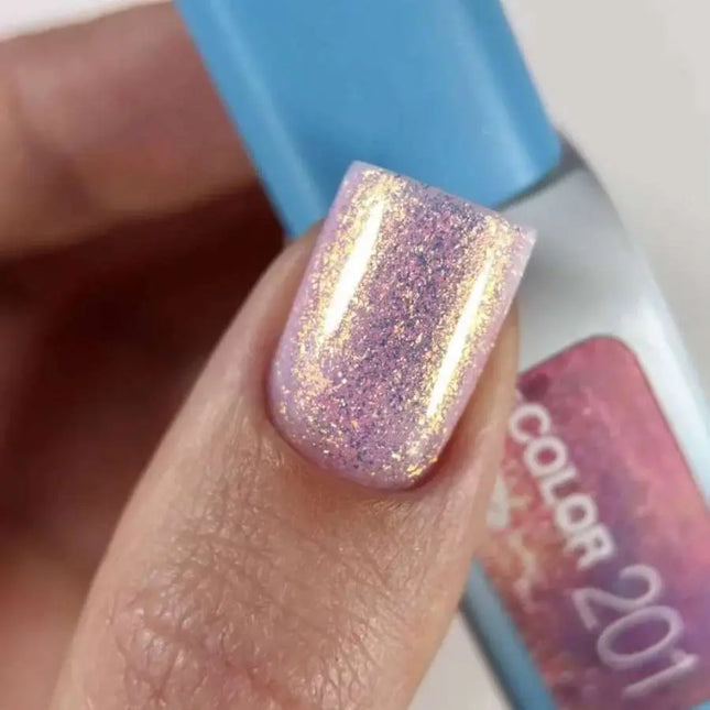 Luna Gel Polish №201 Color Pink with fine holographic foil 13ml