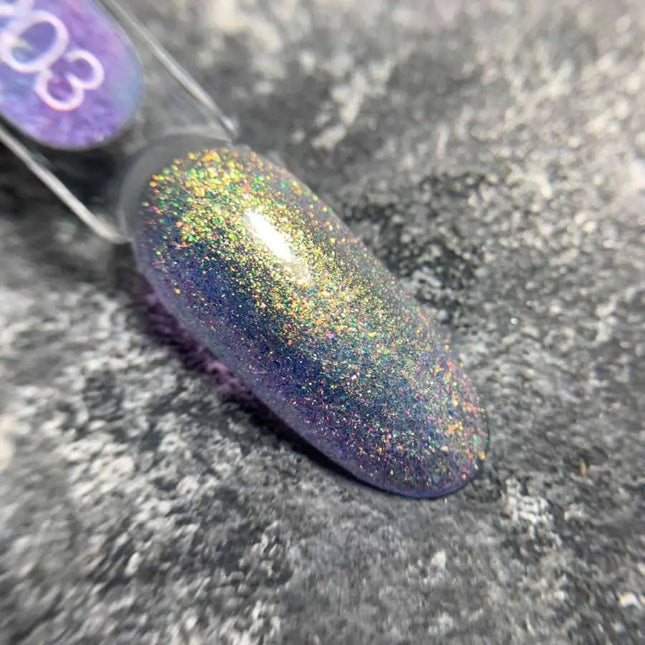 Luna Gel Polish №203 Color Blue Violet with fine holographic foil 13ml