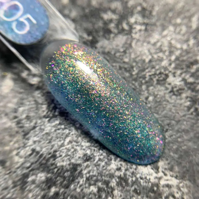 Luna Gel Polish №205 Color Light Blue with fine holographic foil 13ml