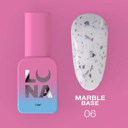 Luna Marble Grundlack №06 Milch mit schwarzer und lila Folie 13ml