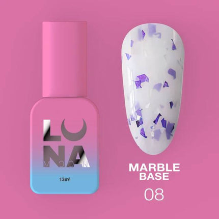 Luna Marmor Grundlack №08 Milch mit weißer und lila Folie 13ml
